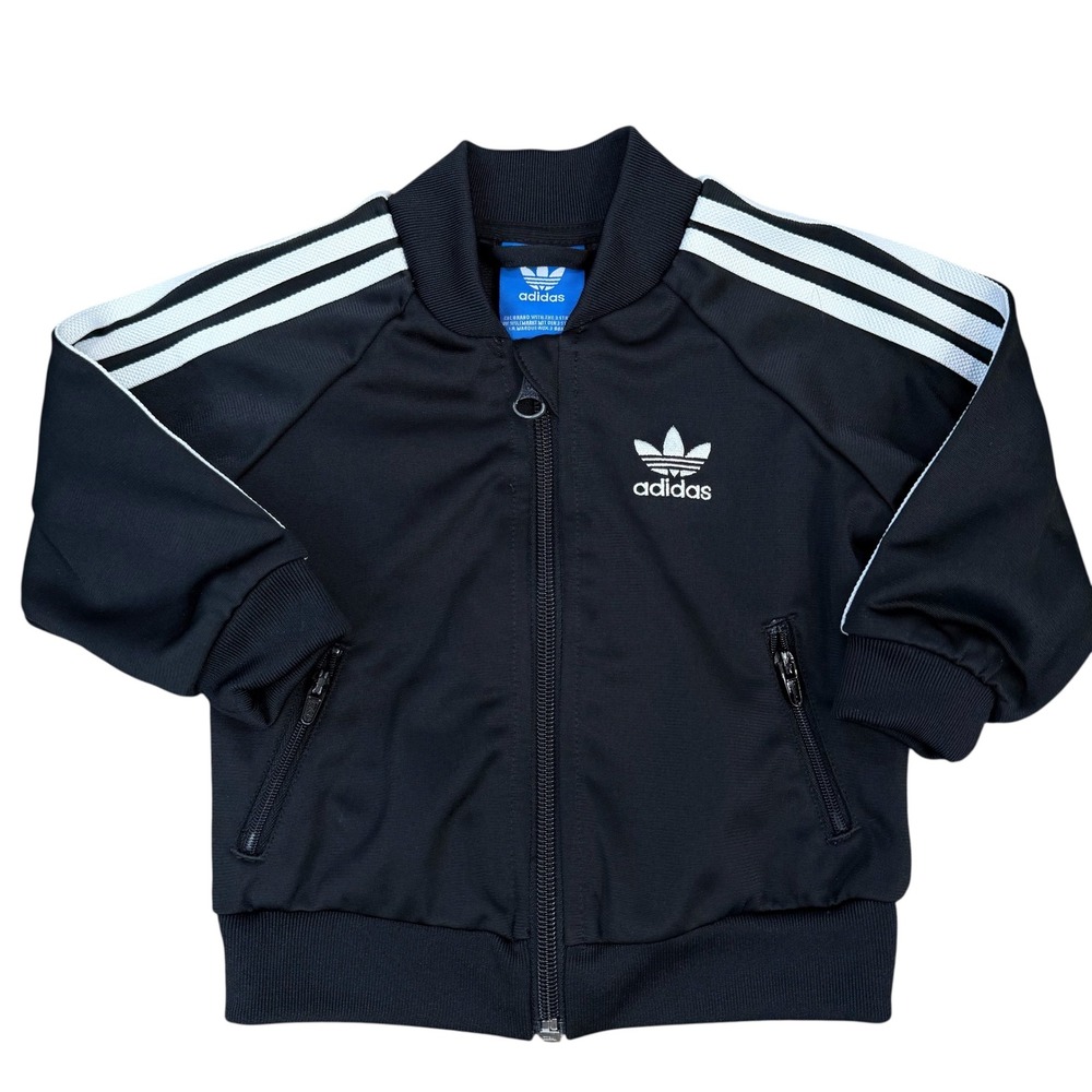 Adidas Originals SST Track Jacket Kids 6M Black White Full Zip Trefoil Logo